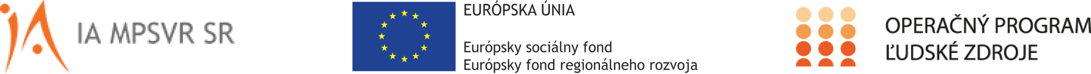 Logá IA MPSVR SR, EÚ - Európsky sociálny fond a Operačný program ľudské zdroje
